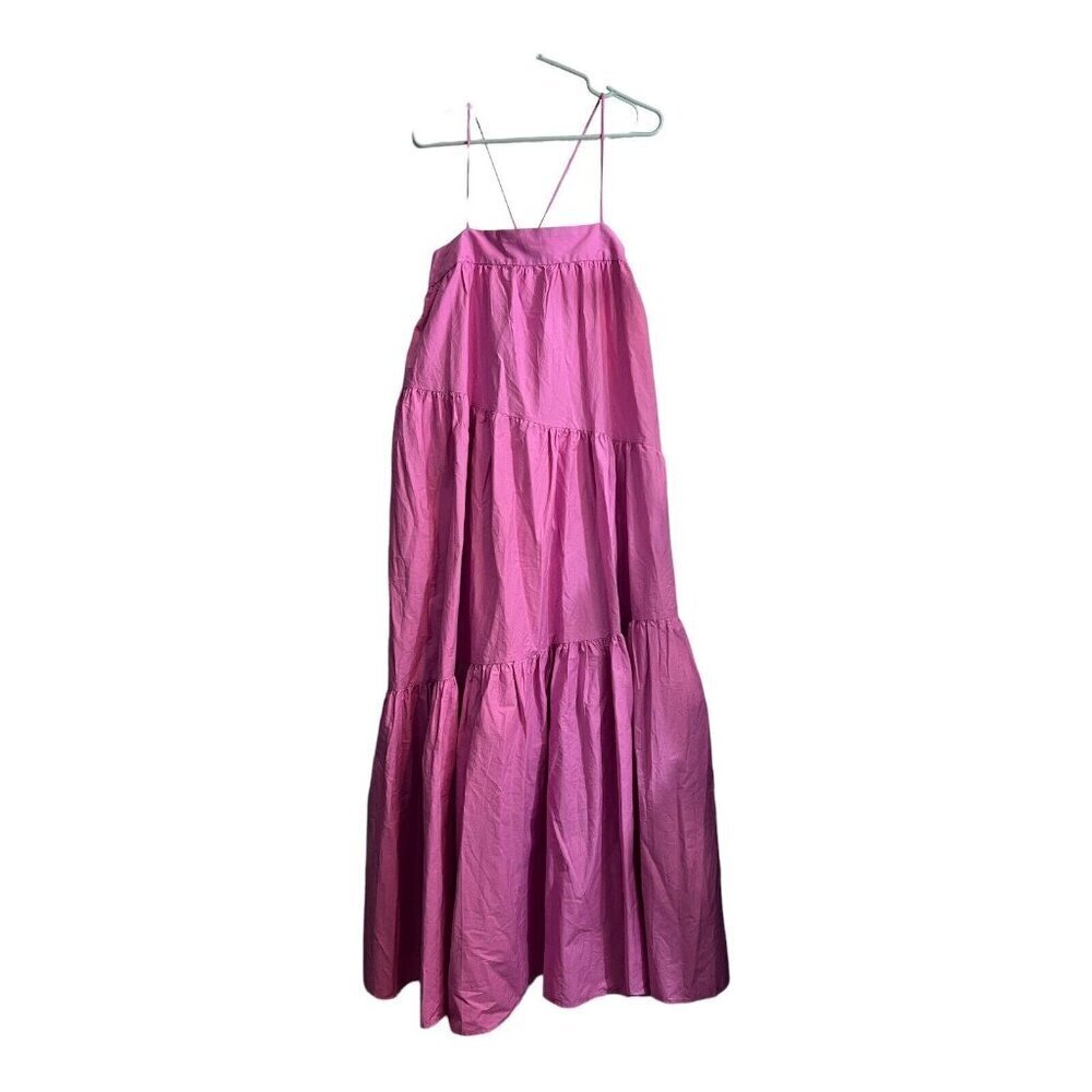 NWT MNG Mango ORGANIC COTTON Pink Sleeveless Parachute Maxi Dress Sz 8 - Picture 8 of 16